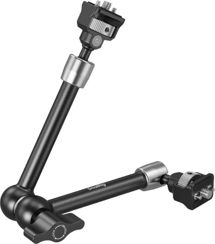 SmallRig 5309 Magic Arm Support 11"/28 cm on musta säädettävä varsi, jossa on nivelet ja kiristysnupit ja jossa on molemmissa päissä kiinnikkeet kameroiden tai lisävarusteiden kiinnittämistä varten.