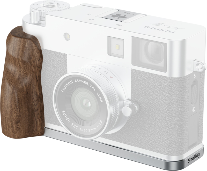 SmallRig 5223 L-muotoinen kiinnityslevy puukahvalla kiinnitetään puolihopean FUJIFILM X -kameran vasempaan kylkeen ja tarjoaa valokuvaajille ergonomisen ja mukavan otteen.