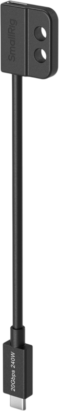 SmallRig 5078 USB-C-datakaapeli (uros-naaras) on musta USB-C-kaapeli, jonka toisessa päässä on urosliitin ja toisessa päässä muovinen kiinnike, jossa on kaksi ruuvinreikää.