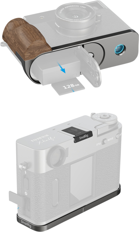 800q-03_133475 SmallRig 5394 L-Shaped Mount Plate with Wooden Handle for FUJIFILM X half Charcoal Silver