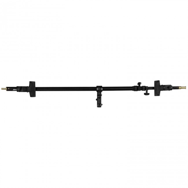 The Westcott Illuminator Arm Extreme is a black, adjustable boom arm with metal connectors and tension knobs, ideal for mounting photographic or lighting equipment. It is shown horizontally extended against a white background.