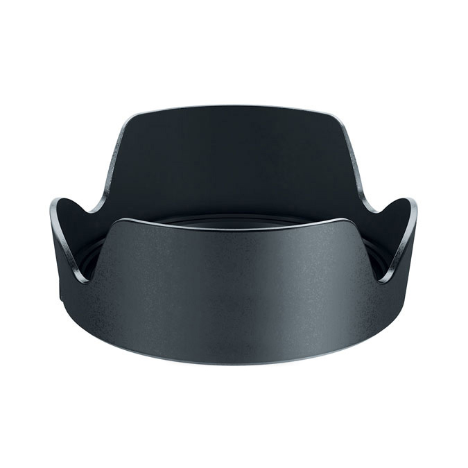 JJC EW 83M Canon lens hood, black petal-shaped lens hood with matte finish, visible from the front against a white background.