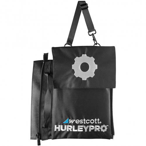Musta Westcott HurleyPro H2Pro -painolaukku roikkuu hihnasta, ja siinä on läppä, jossa on varustekuvake ja vetoketjullinen sivutasku.