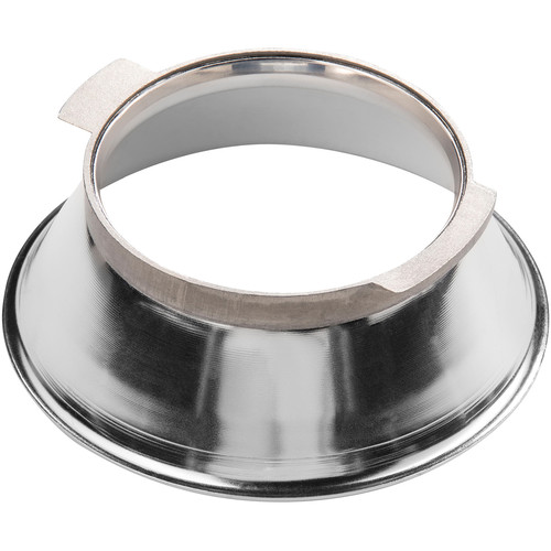 The Westcott Switch Insert (Broncolor Impact) is a shiny, metal funnel adapter with a wide base and smaller top opening, designed to fit compatible vessels or appliances.