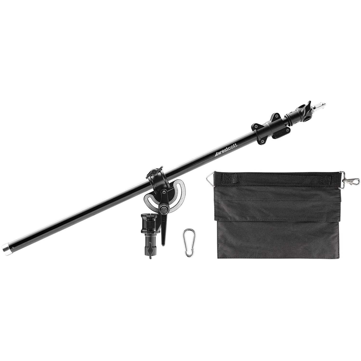 Westcott Mini Boom Arm in black, includes weight bag.