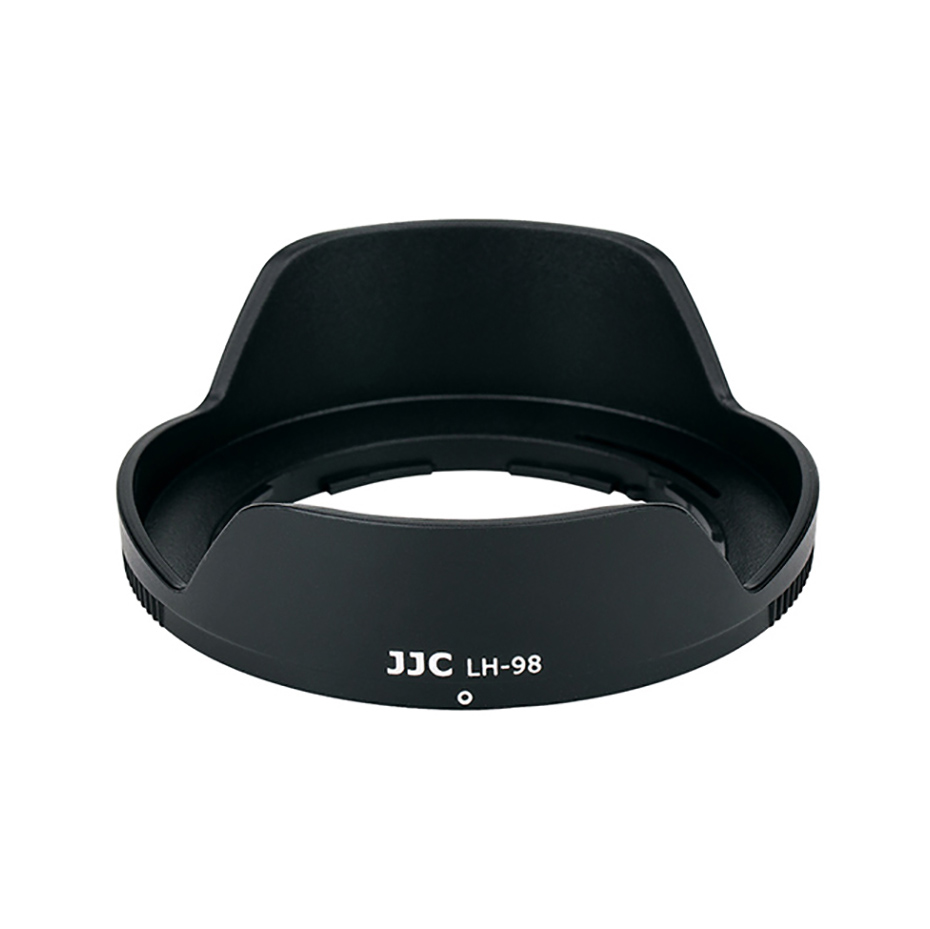 The white base has a black JJC LH-98 backlight protector made of plastic with petal-shaped edges. The model number is shown in white text on the front.