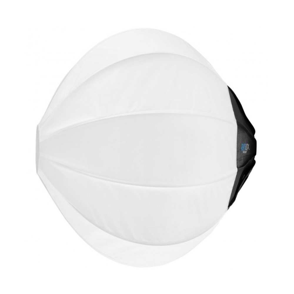 The Westcott Rapid Box Switch 20" Lantern is a white, dome-shaped photographic softbox with a ribbed construction and a black mounting area at one end.