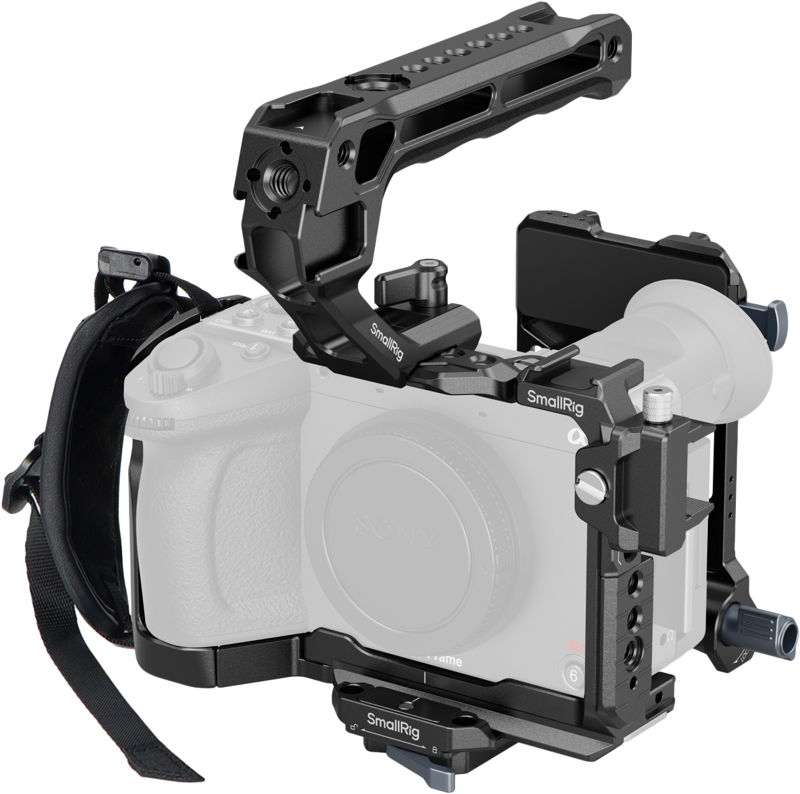 The SmallRig 5590 Advanced Cage Kit with Battery Plate for Sony FX2 offers a complete camera kit with cage, top grip, side grip, tracking system and phone mount for professional video production.