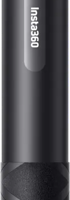 800q-01_133941 Cylindrical black Insta360 Action Invisible Selfie Stick with textured diamond patterned surface, metallic appearance and threaded top.