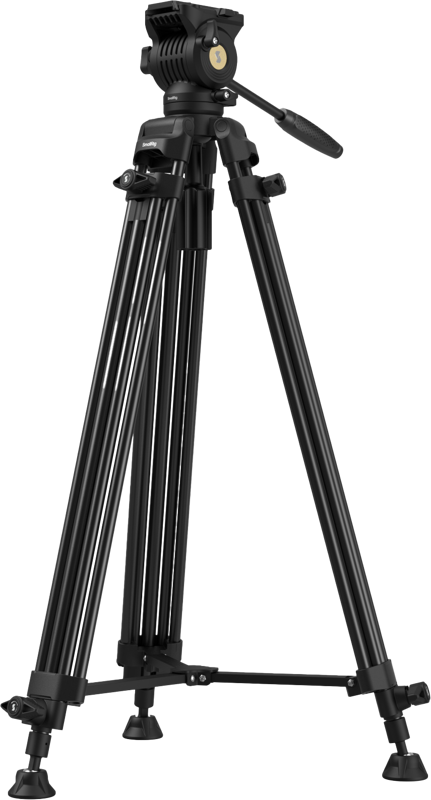 The SmallRig 5440 AD14 aluminium tripod is a black camera tripod with adjustable head and handle, three sturdy extendable legs and rubber feet, shown in white.