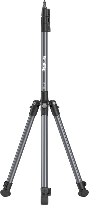 SmallRig 5475 RT190 Reversible portable studio light stand, fully extended with three legs and telescopic central column, is presented on a plain white base.