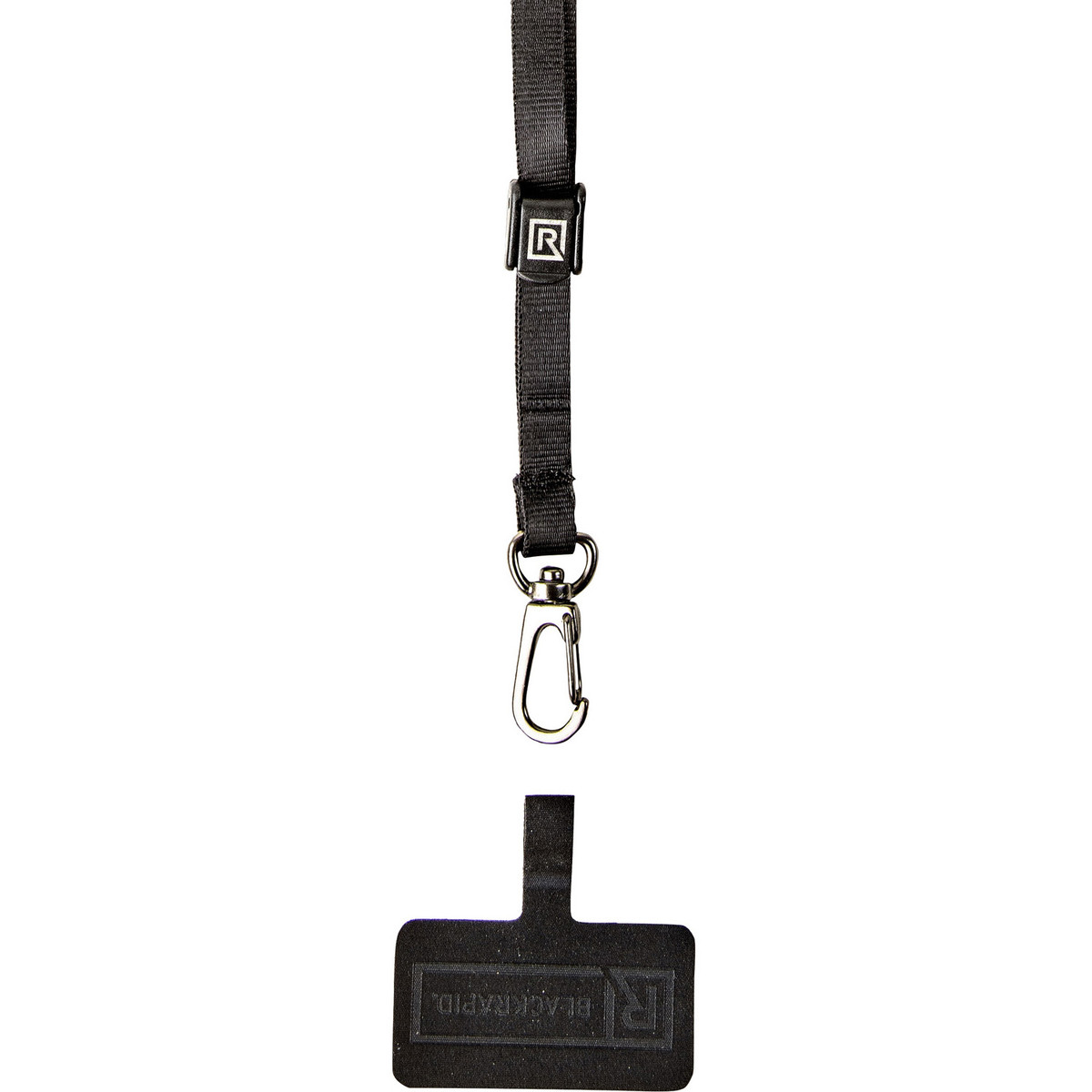 The BlackRapid WandeR Lanyard Set BK includes a 35" black lanyard with metal clip and rectangular name badge holder on a white background.