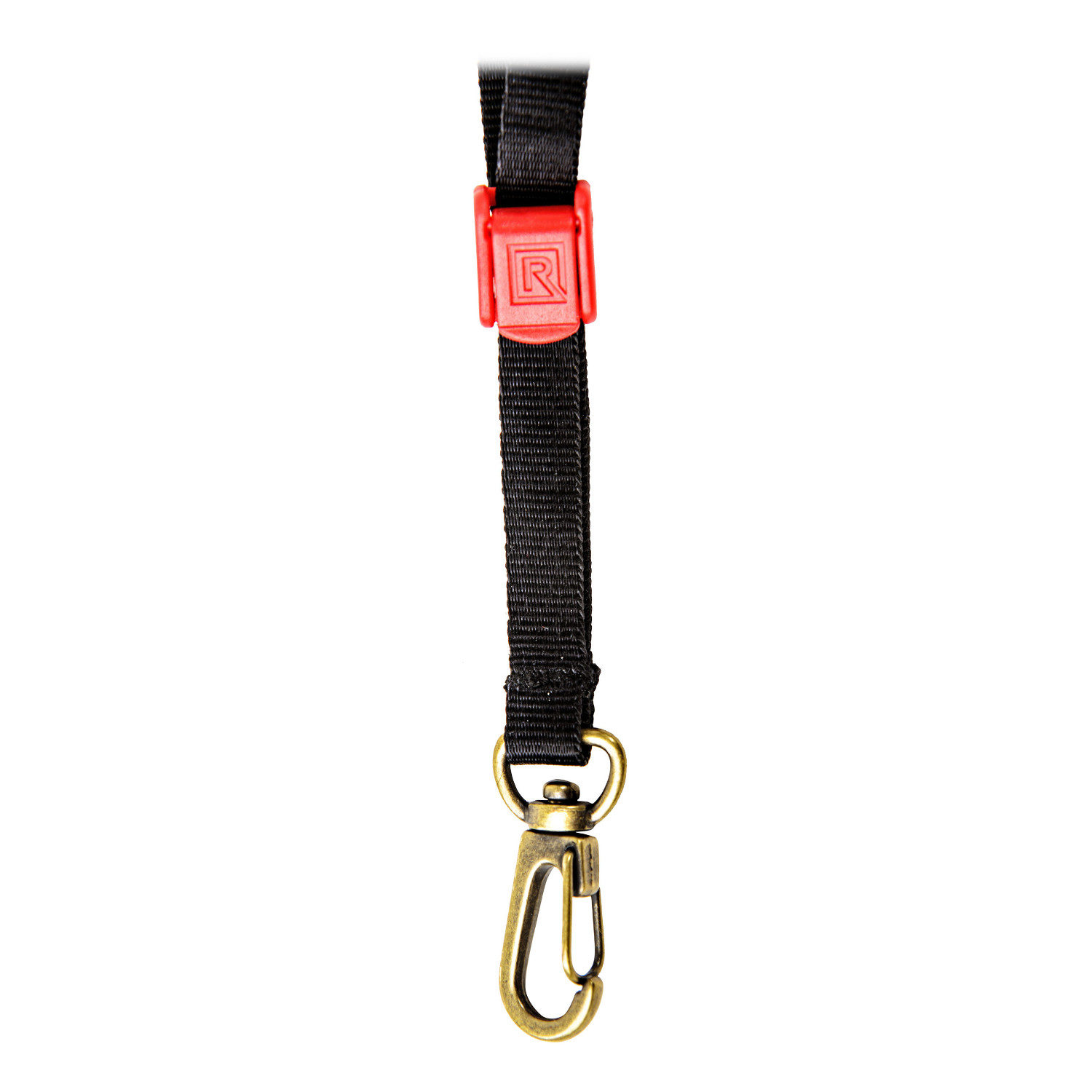 BlackRapid Wander Sport Lanyard -kaulanauha älypuhelimelle Limited Edition -mallissa on musta nailonhihna, jossa on metallinen koukkulukko ja punainen muovinen "R"-liitin, joka näkyy valkoisella pohjalla.