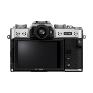 Fujifilm X-T30 III Body A silver, silver and black digital camera with multiple buttons, dials and a large LCD screen.