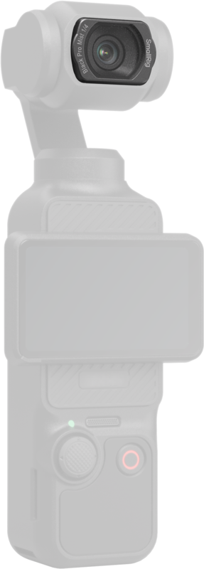 The SmallRig 5828 Magnetic 1/4 Black Fog Filter is designed for the DJI Osmo Pocket 3, a handheld camera with a stabilized gimbal, wide lens, display below the lens and control buttons on the body.
