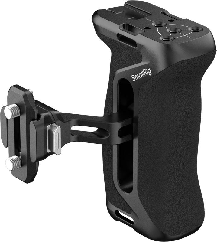 The SmallRig 5633 HawkLock H21 Quick Release Side Handle is a black ergonomic camera grip with a side mount designed for arm-held stabilization and easy attachment of accessories.