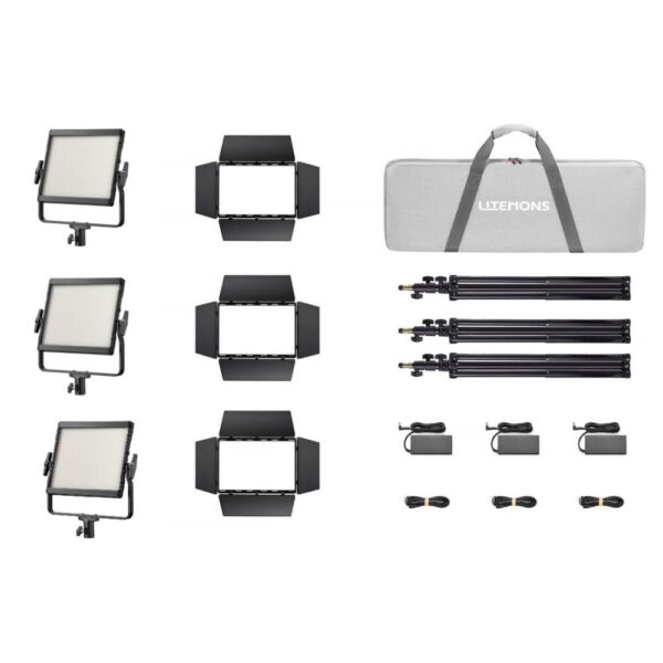 Godox Litemons LP400Bi Bi-Color LED Light Panel 3 Light Kit Musta