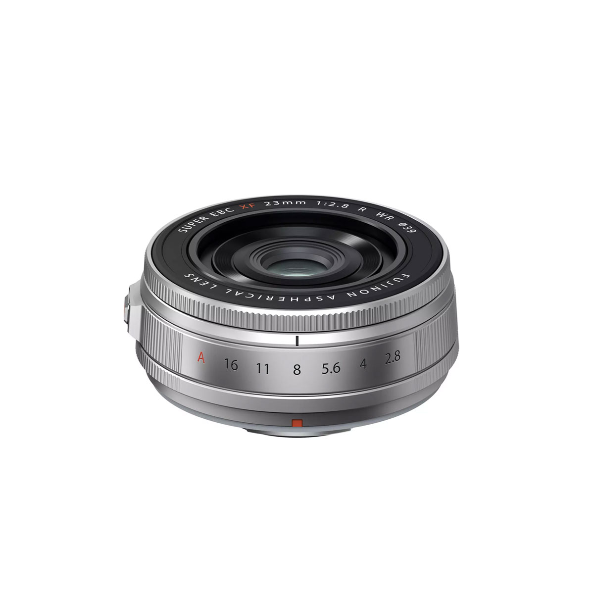 Fujifilm Fujinon XF 23mm f/2.8 WR -objektiivi, hopea